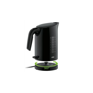 Schwarzer Braun PurEase WK 3100 BK Wasserkocher mit 360°-Basis.