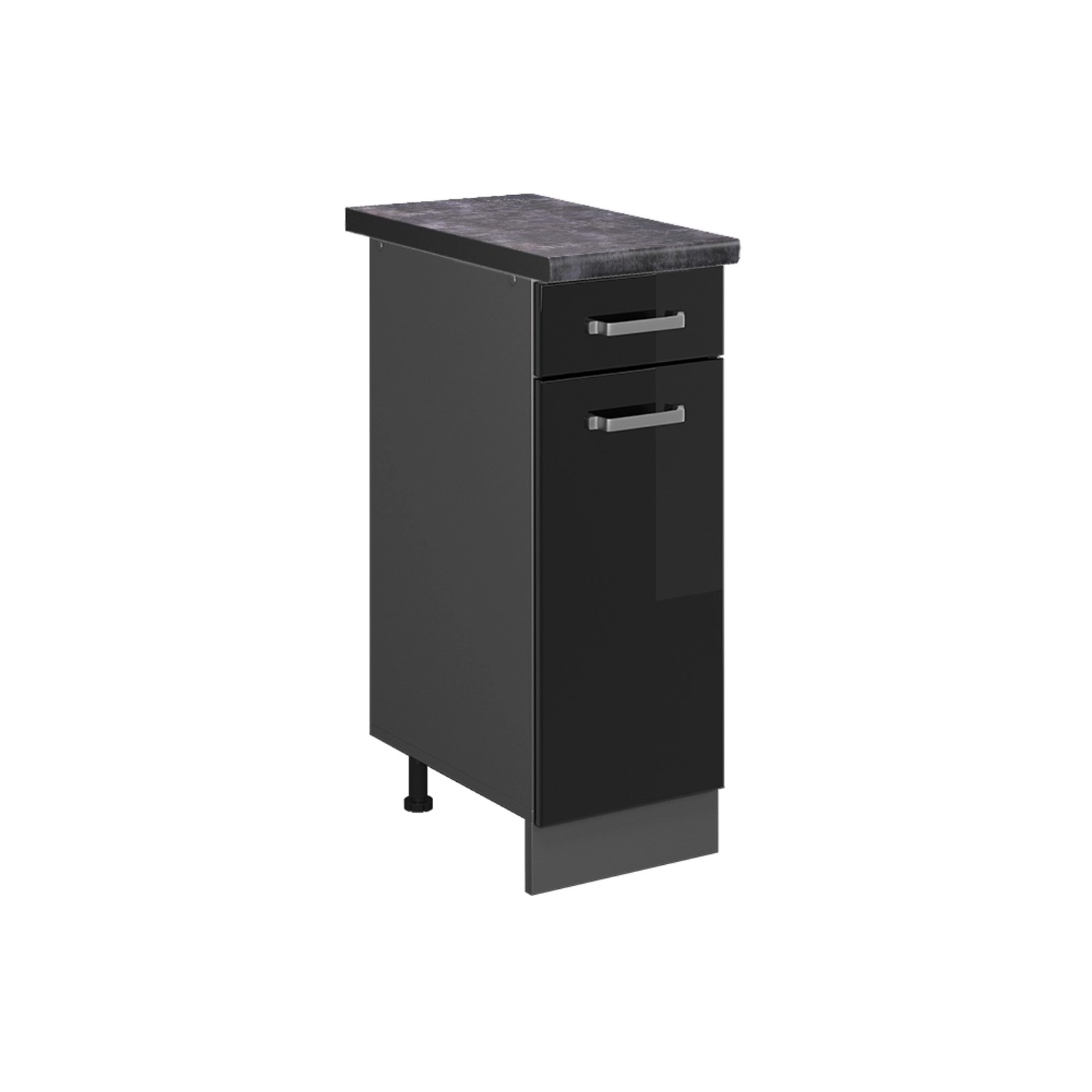 Vicco Küchenunterschrank R-Line Schwarz Hochglanz/Anthrazit 30 cm AP Anthrazit