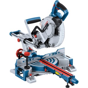 Bosch Professional GCM 18 V-216 D Akku-Kapp- und Gehrungssäge in Blau und Silber.