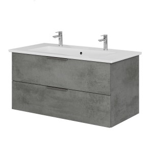 Steinkamp Waschtischunterschrank Living 2.0 Oxid Dunkelgrau mit Villeroy & Boch Waschtisch.