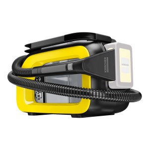 Kärcher Akku-Waschsauger SE 3-18 Compact, gelb-schwarzes Reinigungsgerät mit Schlauch.