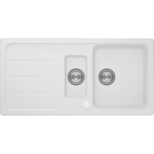 Respekta Einbauspüle Massivgranit Austin 100 cm x 50 cm mit Zusatzbecken Weiß