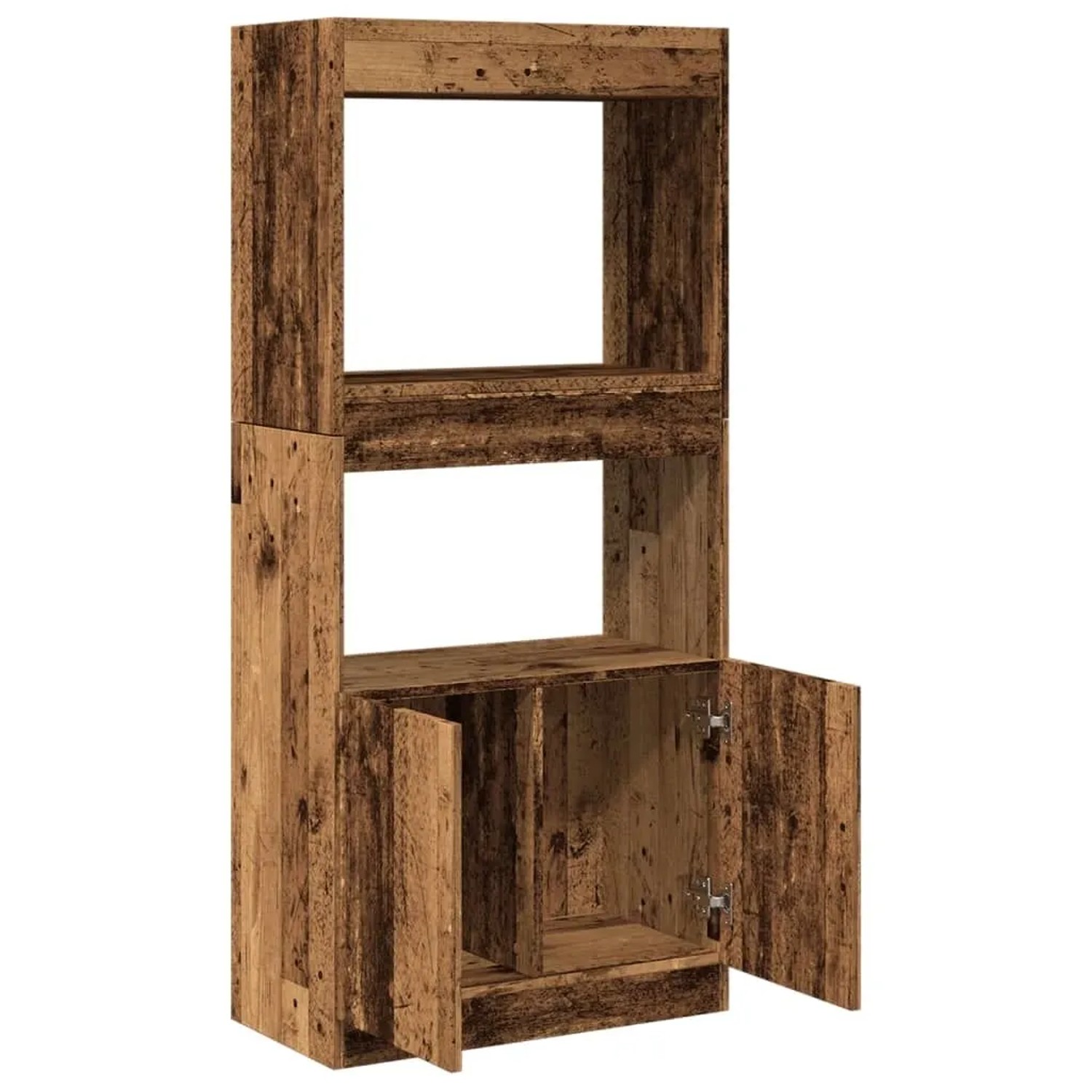 vidaXL Highboard in Altholz-Optik mit offenen Fächern und Schranktüren für Büro oder Wohnzimmer.