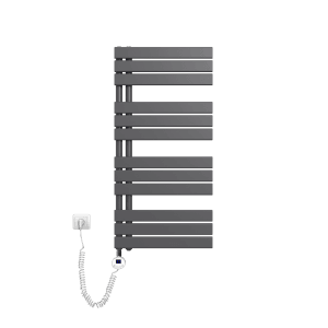 Elektrischer Badheizkörper, anthrazit, mit Thermostat und Timer. Handtuchheizkörper für das Badezimmer.