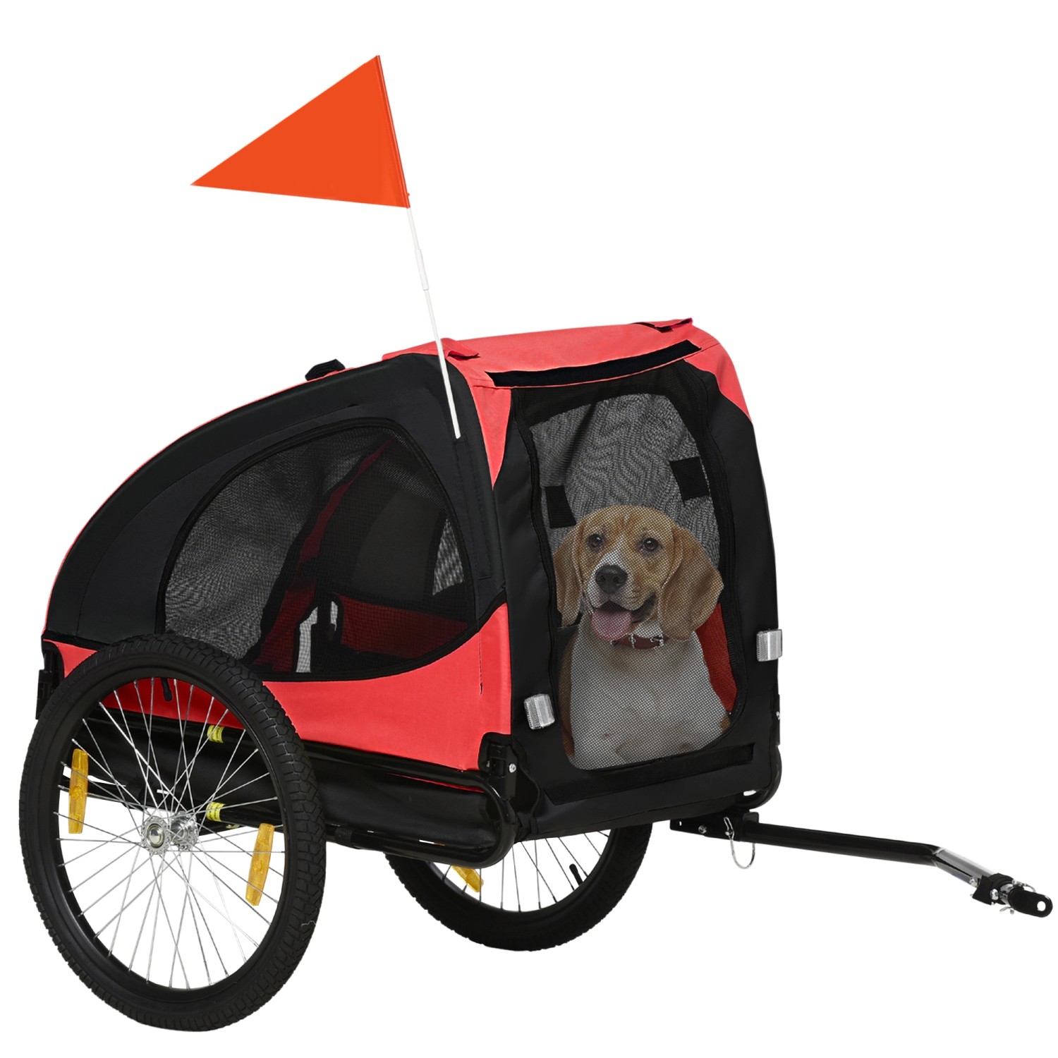PawHut Hundeanhänger  Oxford Stahl Rot 140L x 71B x 83H cm