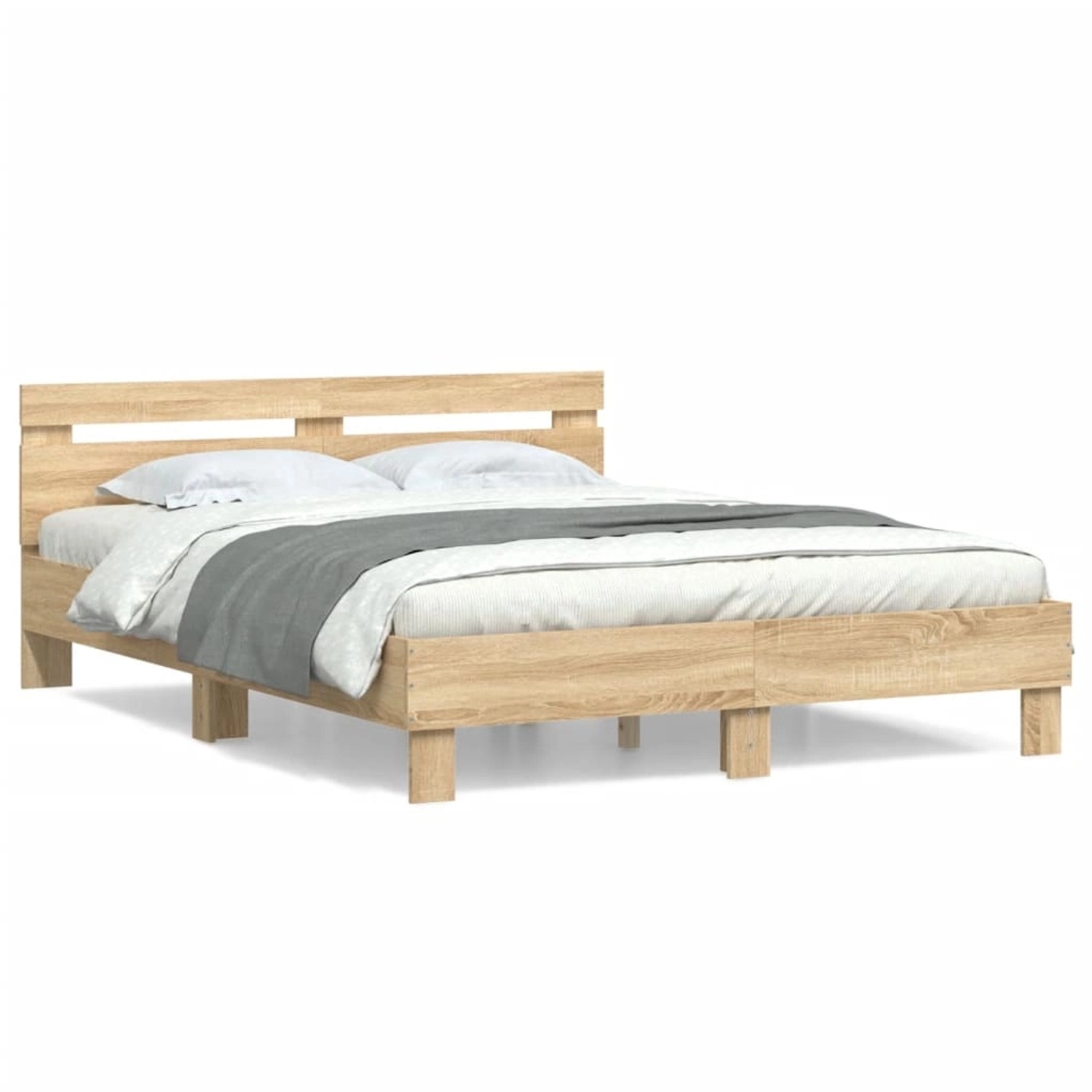 vidaXL Bettgestell mit Kopfteil Sonoma-Eiche 150x200 cm Holzwerkstoff Model günstig online kaufen