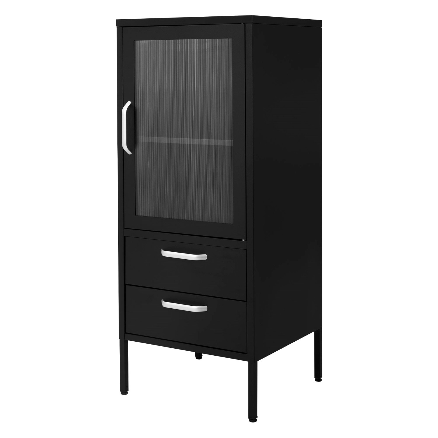 ML-Design Vitrinenschrank 42x102x40 cm Schwarz Metallschrank aus Stahl