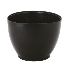 Schwarzer, runder LUX Gipsbecher Classic aus Kunststoff für Maurer- und Fliesenlegerarbeiten.