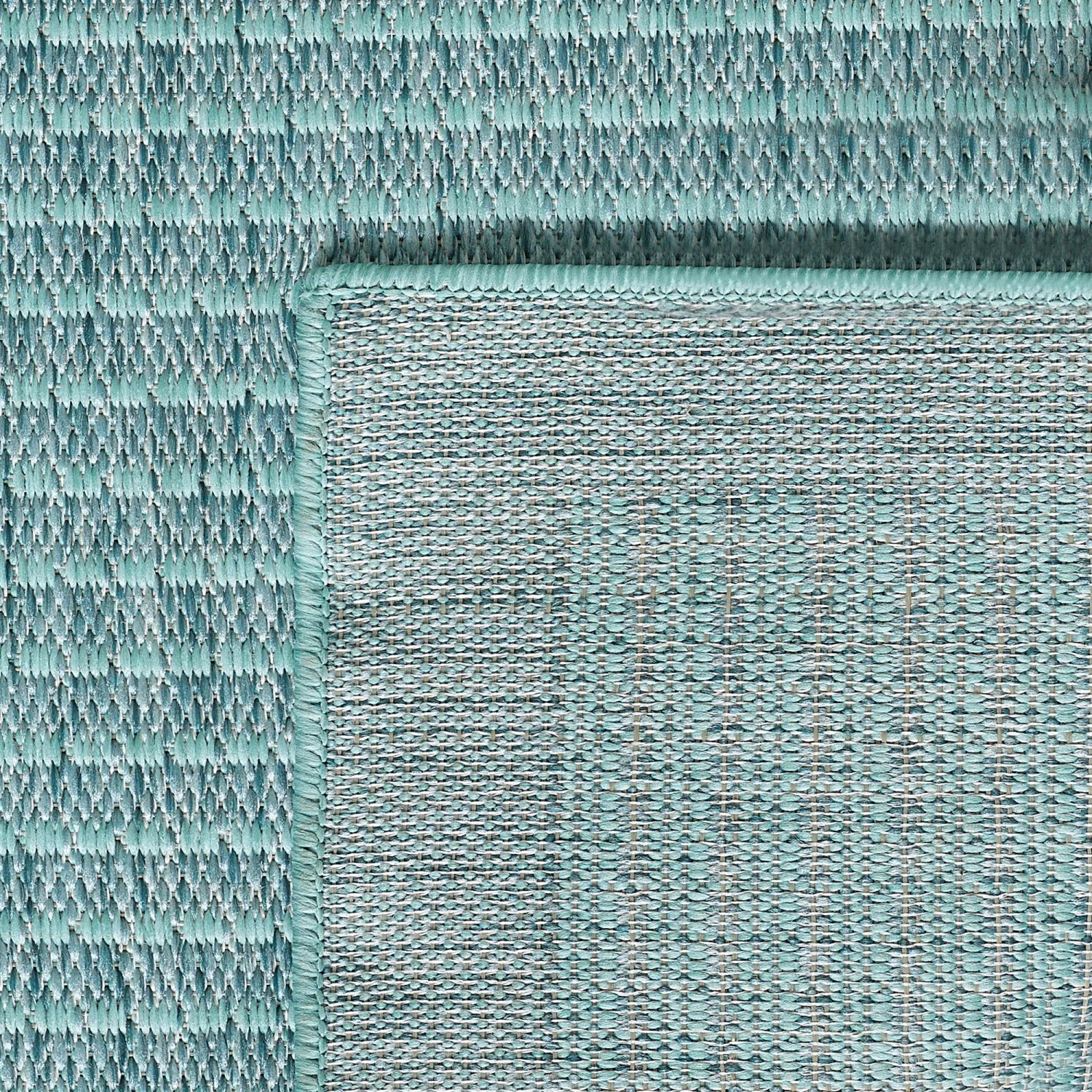 Blauer Ayyildiz Outdoor-Teppich Giza (80x250cm) in Sisal-Optik, ideal für Balkon und Terrasse.