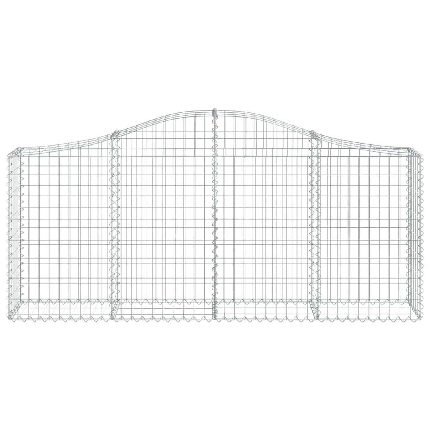 4er Set Gabionen mit Hochbogen, 200x30x80/100 cm, aus verzinktem Eisen.