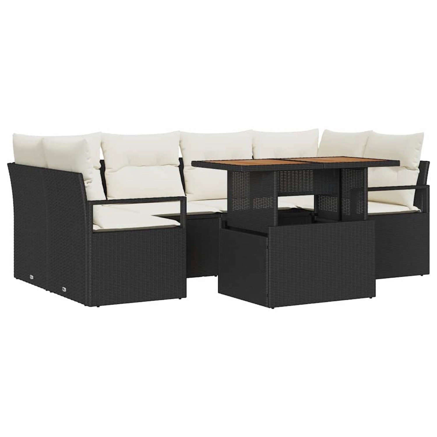 vidaXL Garten-Sofa-Set mit Speicher 7-Tlg Schwarz Poly Rattan 3358399 günstig online kaufen