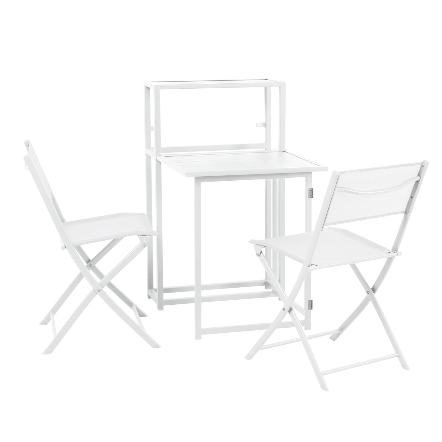 Svita Balkon-Set Platzsparend Balkon-Möbel Kleiner Balkon Klappbar Weiß günstig online kaufen