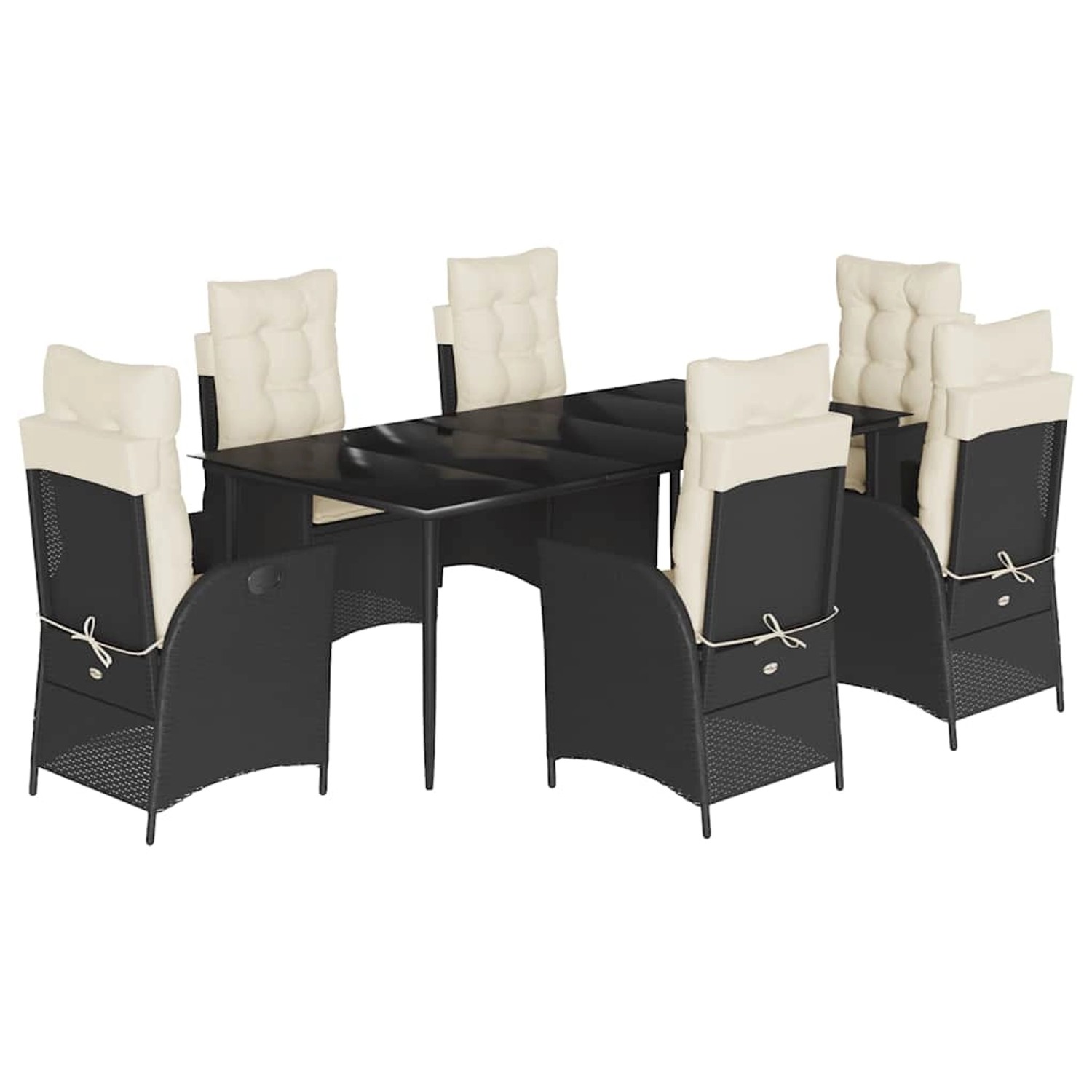 vidaXL 7-Tlg Garten-Essgruppe mit Kissen Schwarz Poly Rattan 3213161 günstig online kaufen