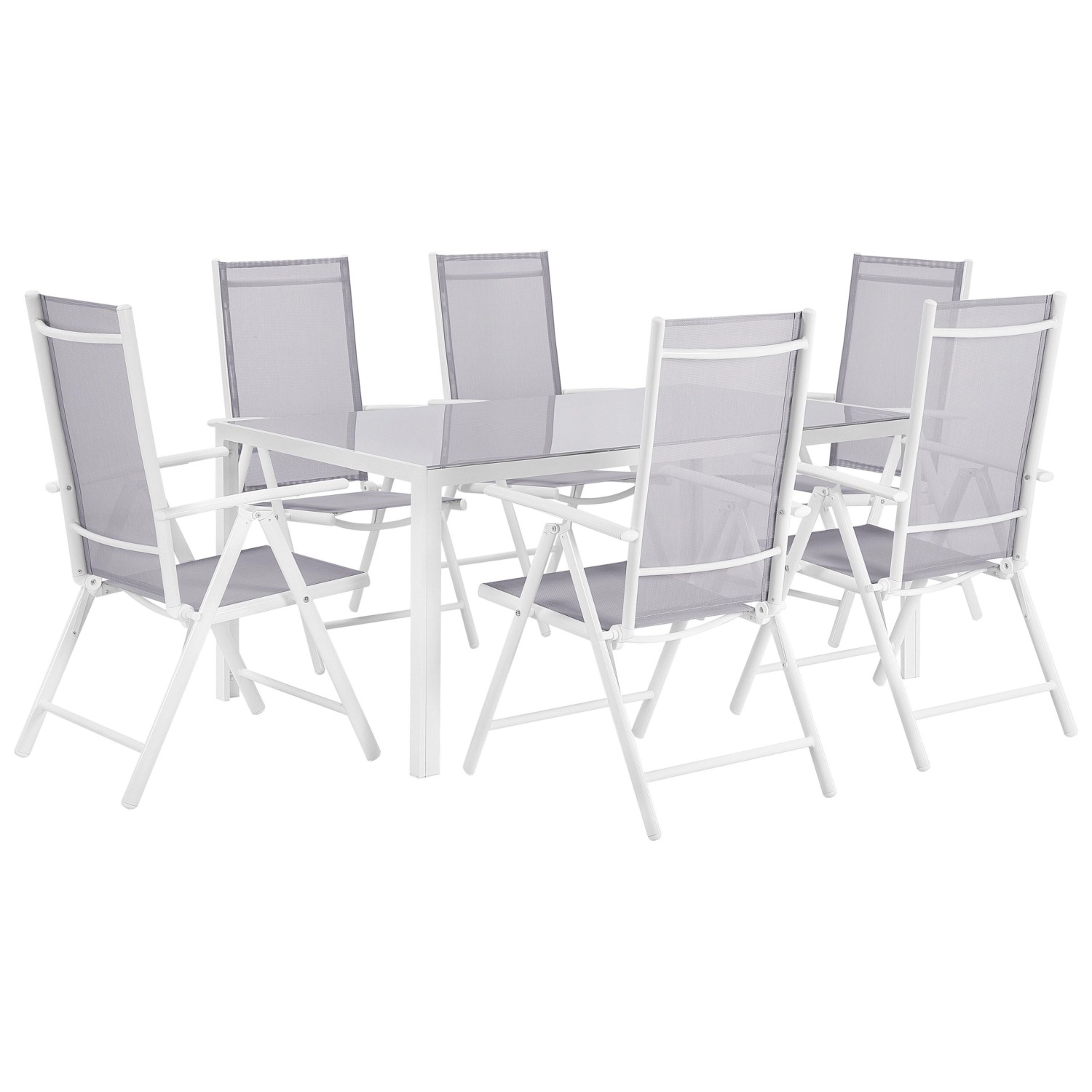 Beliani Gartentisch Set CATANIA Hellgrau 91x160x108 günstig online kaufen