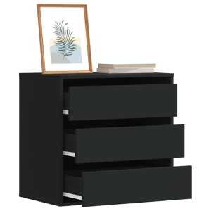 Schwarze vidaXL Kommode mit 3 Schubladen, 60x41x58 cm, aus Holzwerkstoff.