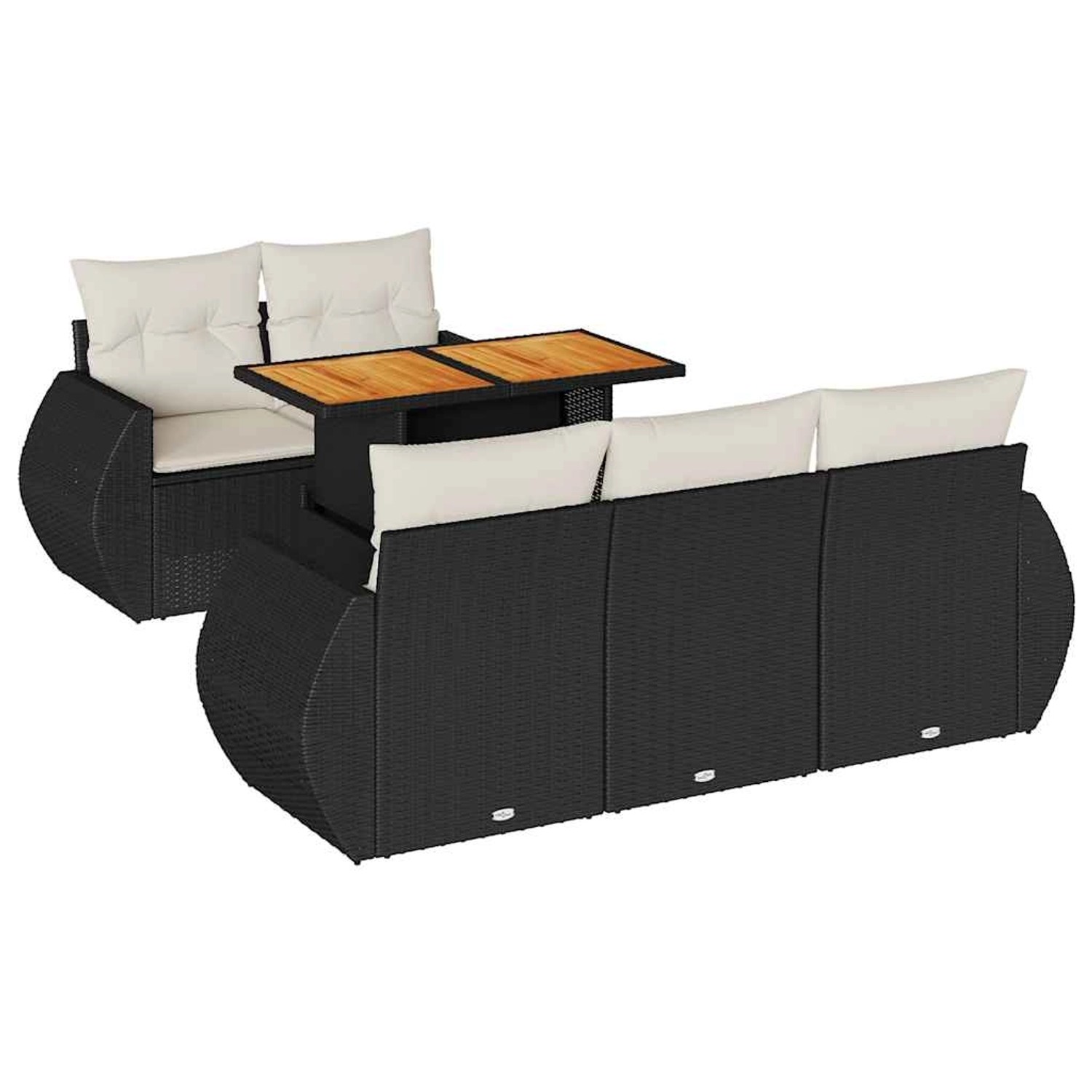 vidaXL 6-Tlg Garten-Sofagarnitur mit Kissen Schwarz Poly Rattan 3327213 günstig online kaufen