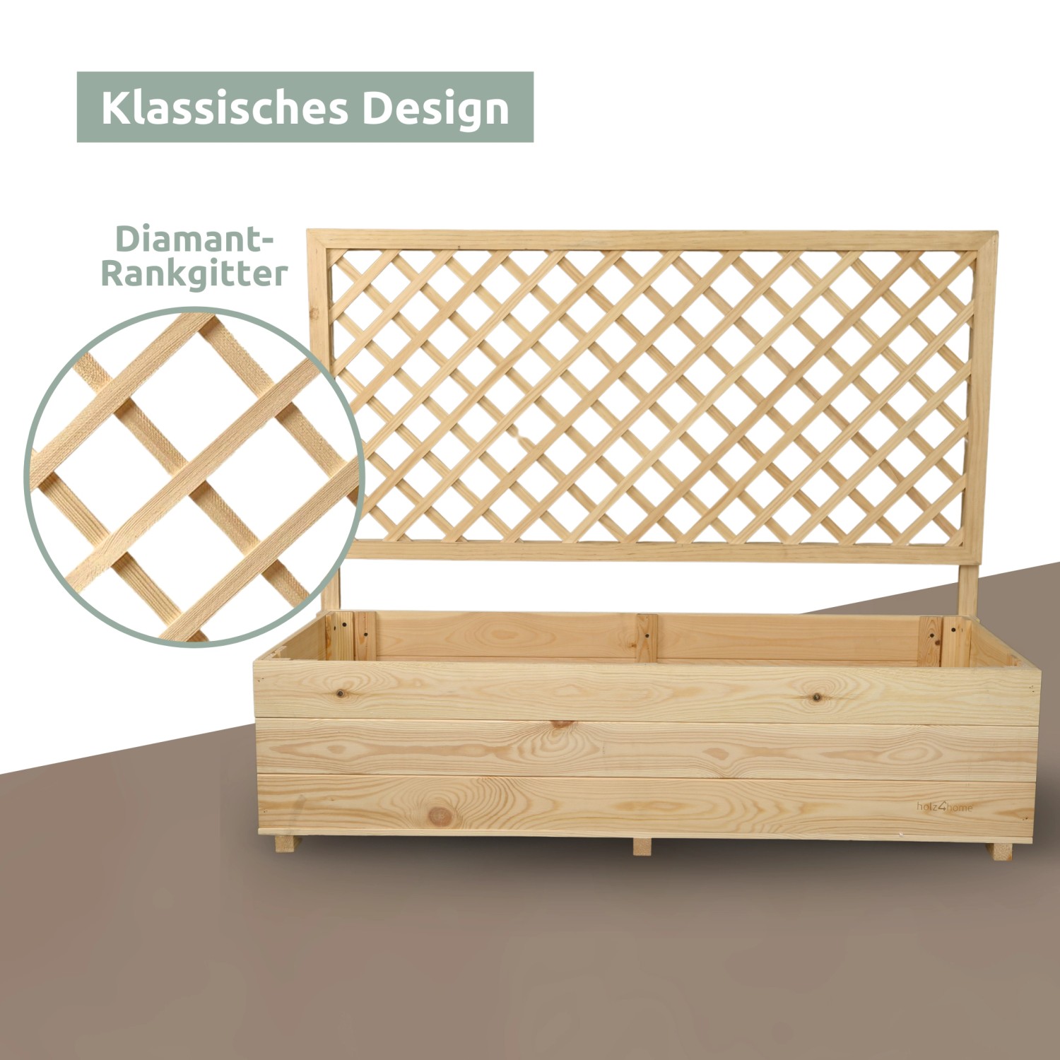 holz4home Pflanzkasten mit Rankgitter Pflanzkübel mit Rankgitter