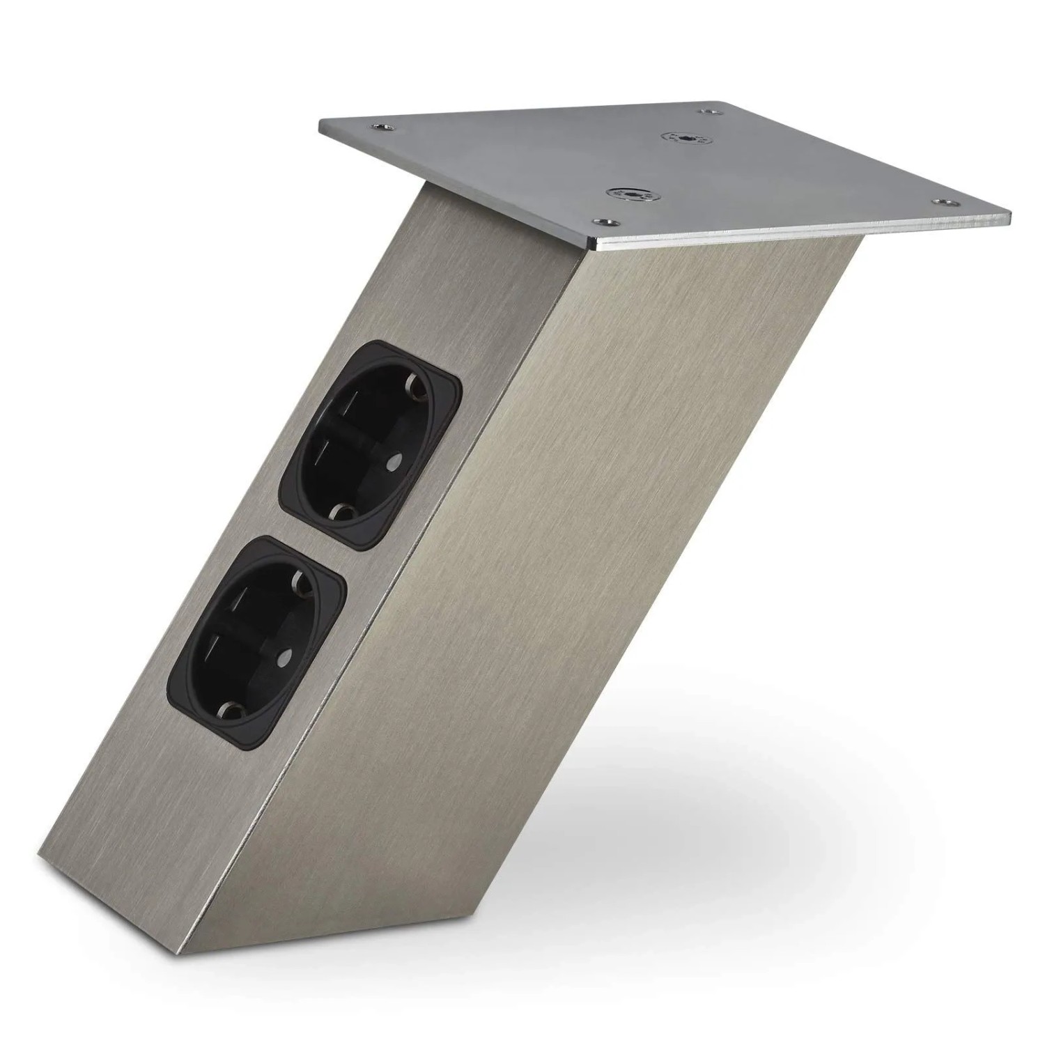SOTECH Barkonsole Schräg Höhe 170 mm 120 x 120 mm mit Steckdosen Edelstahloptik
