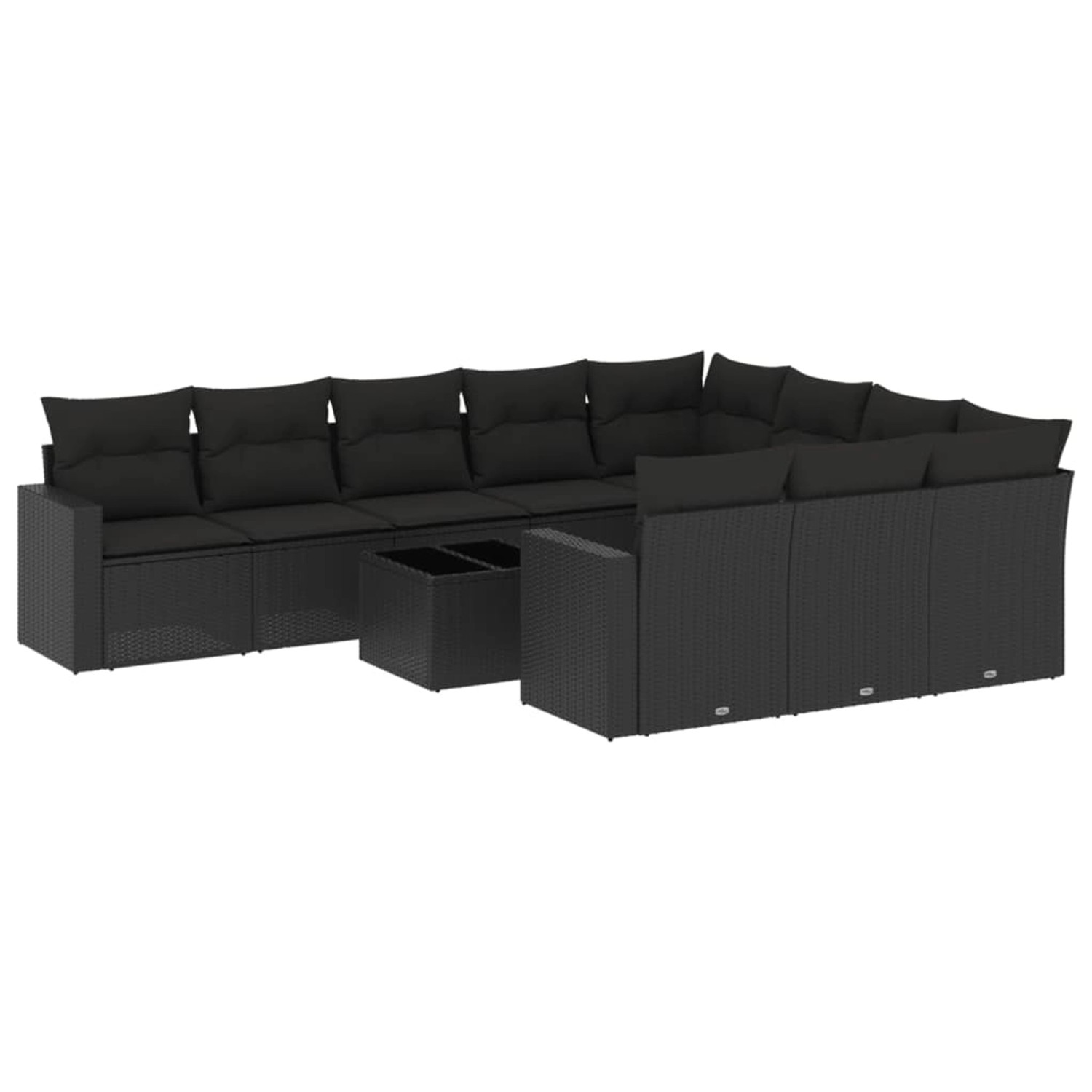 vidaXL 11-Tlg Garten-Sofagarnitur mit Kissen Schwarz Poly Rattan 3219485 günstig online kaufen