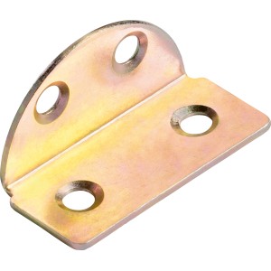 Gelb verzinkter Spanplattenwinkel, 40x19 mm, mit Löchern zur Befestigung.