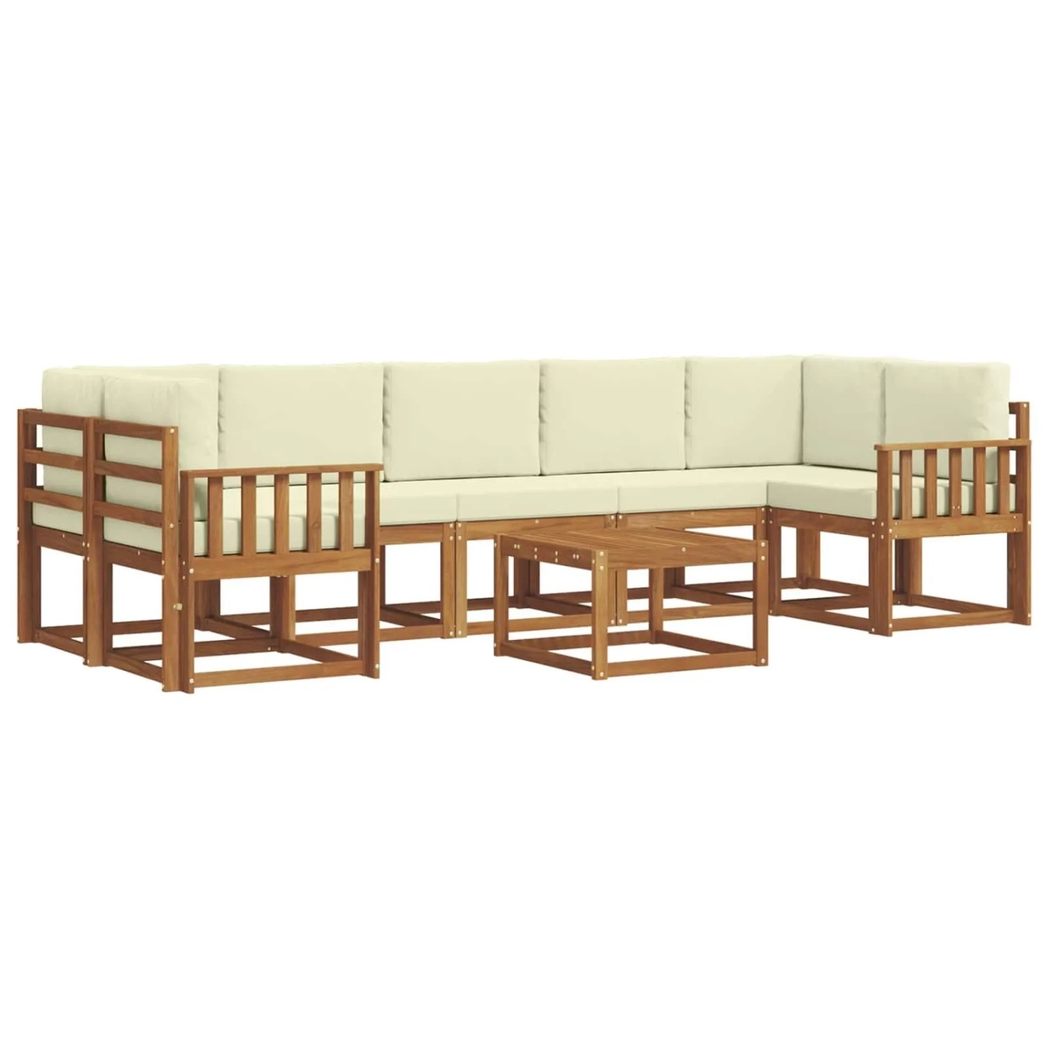 vidaXL Outdoor-Sofagarnitur mit Kissen 8 Stk Natur und Creme 3366143