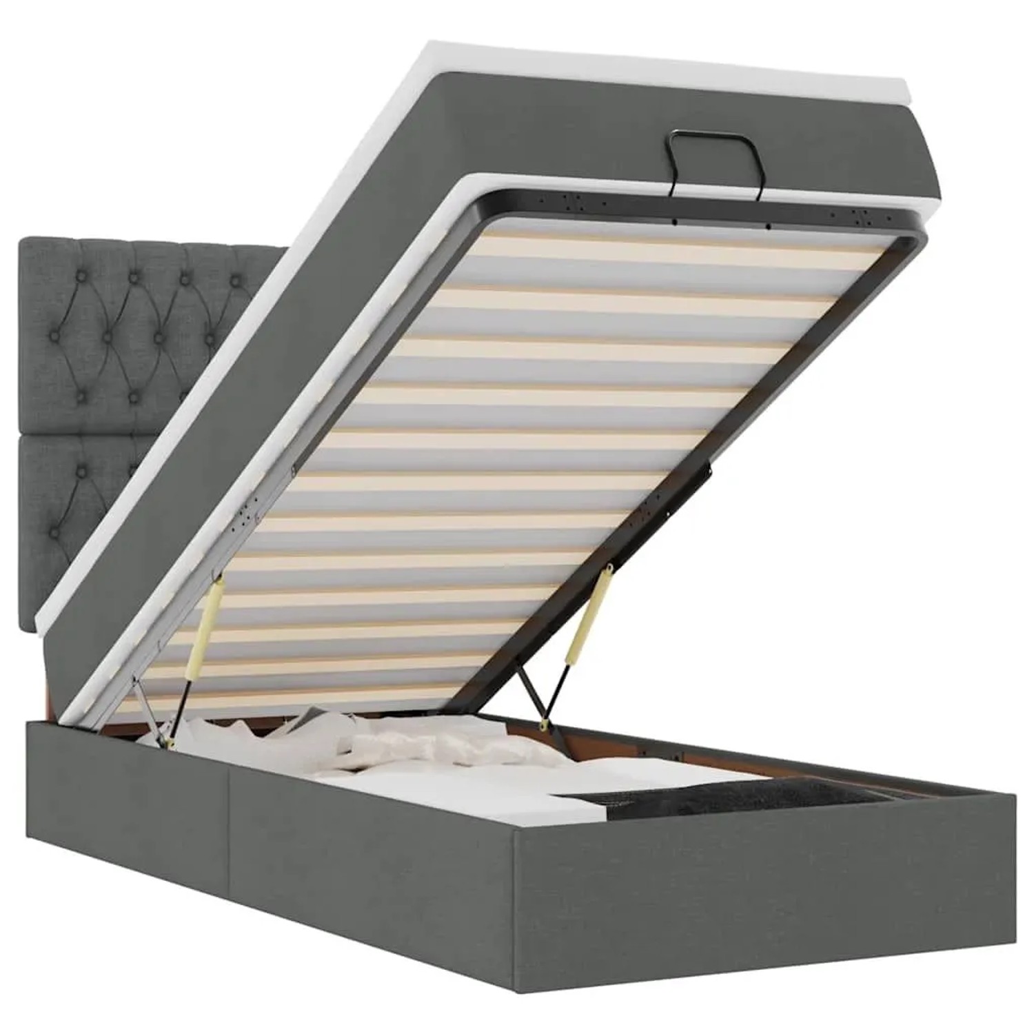 vidaXL Ottoman-Bett mit Matratze Dunkelgrau 80x200 cm Stoff 3313196