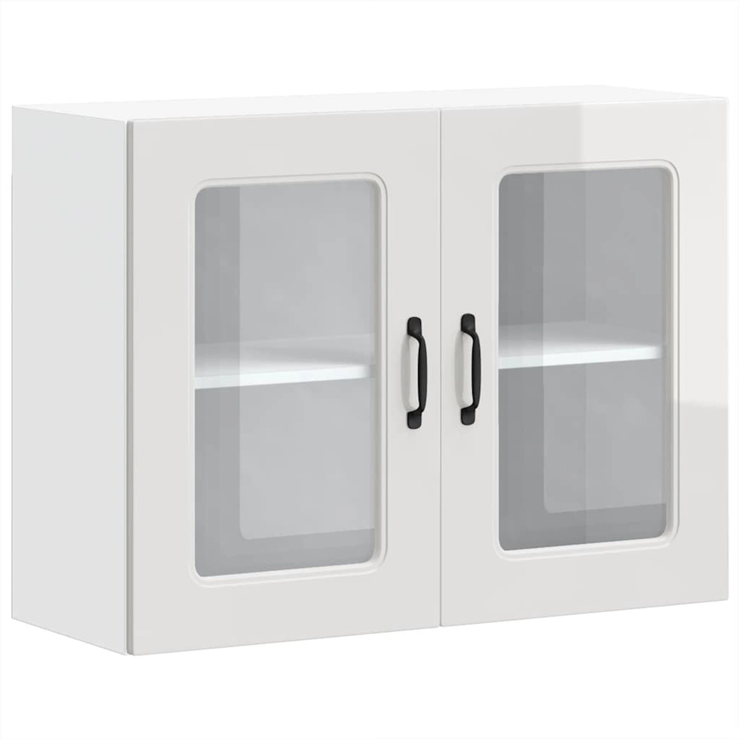 vidaXL Küchen-Hängeschrank mit Glastür Kalmar Hochglanz-Weiß Holzwerkstoff günstig online kaufen