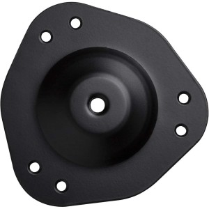 Schwarze Montageplatte für SOTECH Tischbein, Stahl, mit Bohrlöchern.