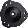 Schwarze Montageplatte für SOTECH Tischbein, Stahl, mit Bohrlöchern.