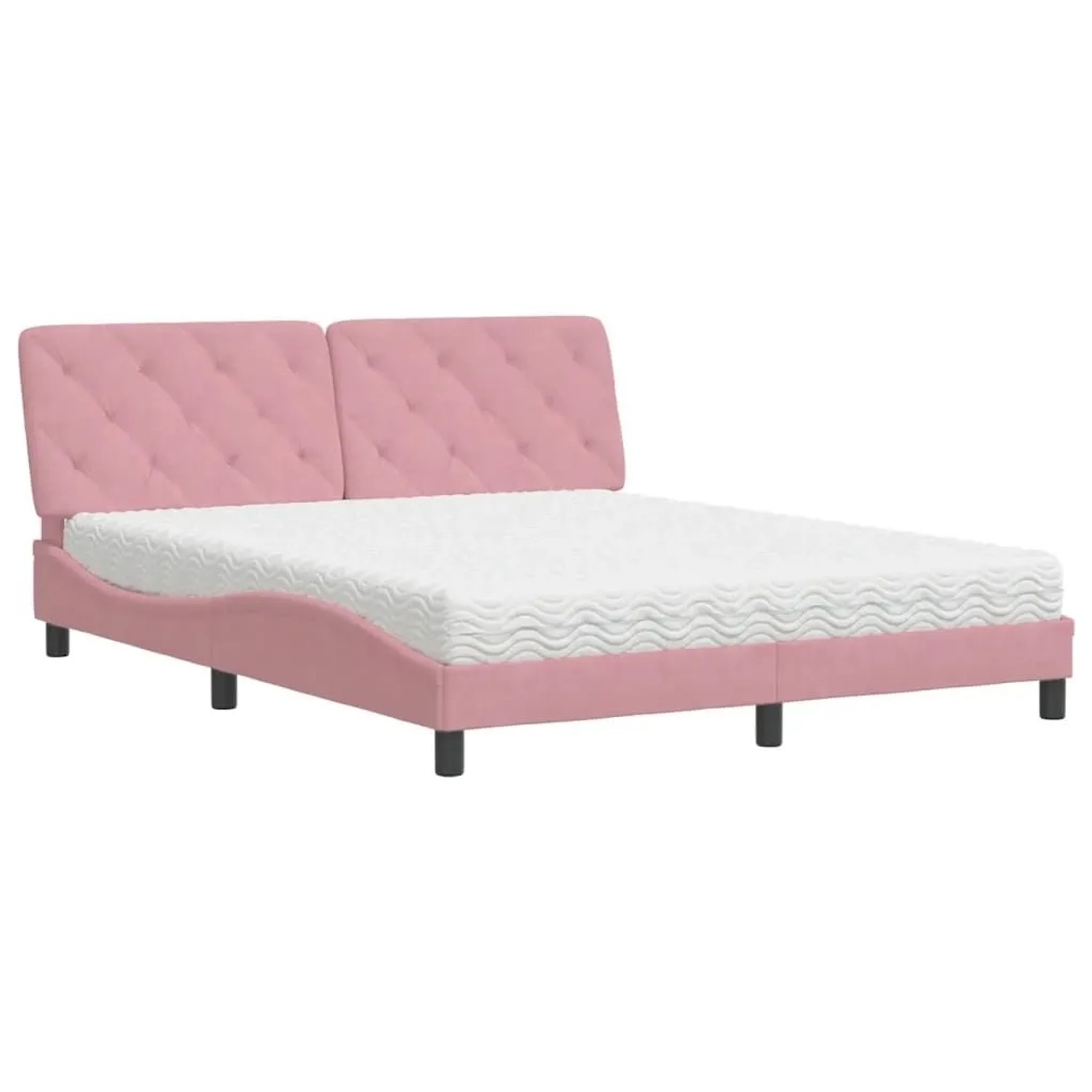 vidaXL Bett mit Matratze Rosa 160x200 cm Samt 3208669