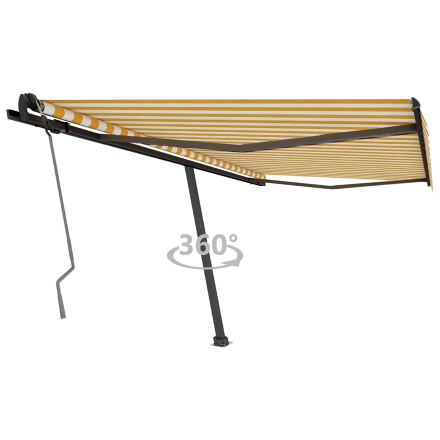 furnicato Standmarkise Manuell Einziehbar 400x350 cm Gelb/Weiß günstig online kaufen
