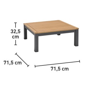 Quadratischer Gartentisch Bonlee aus Eukalyptusholz und Aluminium, 71,5x71,5 cm.