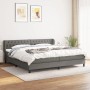 Dunkelgraues vidaXL Boxspringbett 200x200 cm mit Stoffbezug und Matratze.