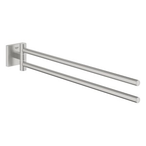 Grohe QuickFix Handtuchhalter Start Cube, Supersteel, 2-armig, schwenkbar, 438 mm.