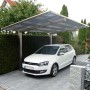 Ximax Alu Carport Linea, Edelstahl-Look, mit Auto. Einzelcarport mit transparentem Dach.