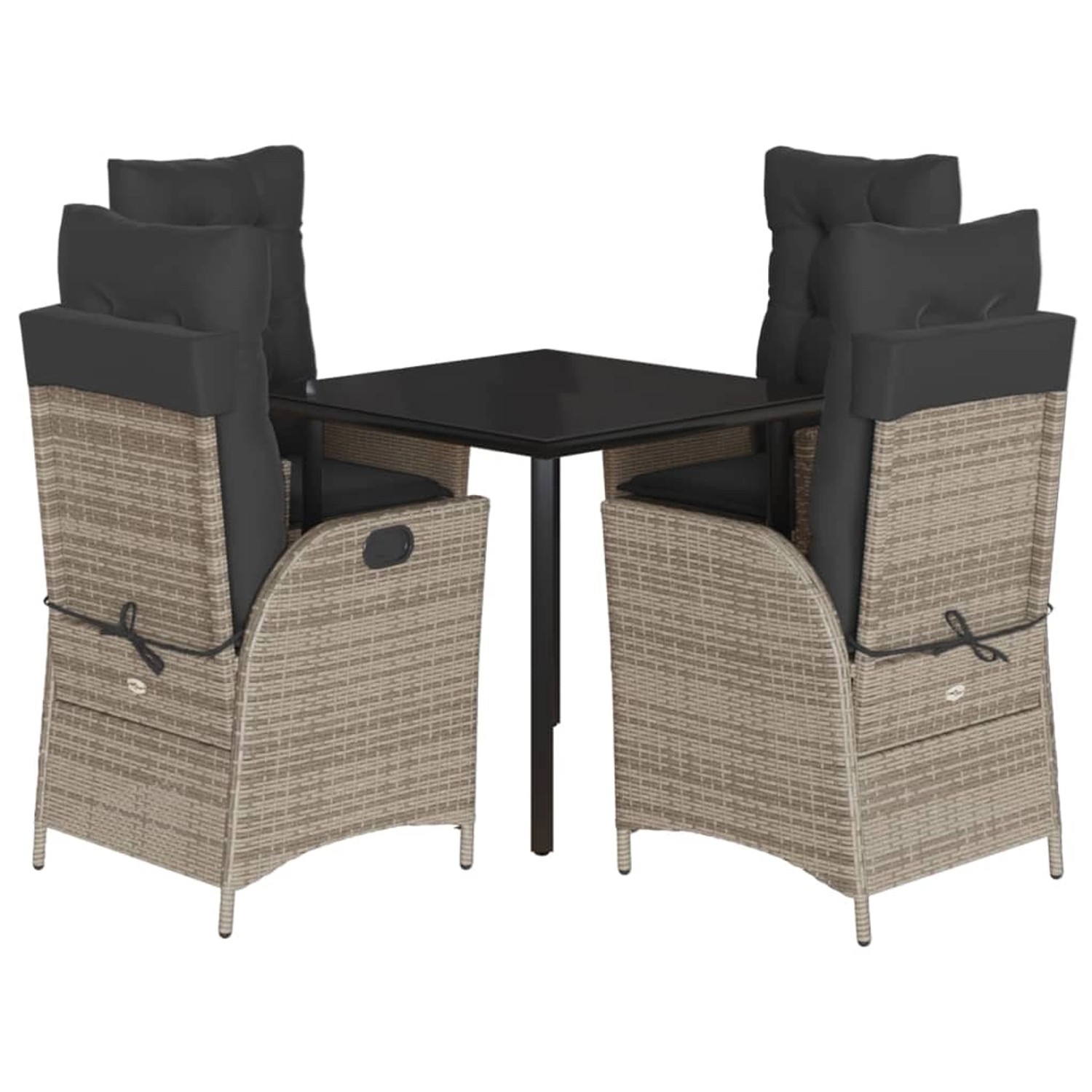 vidaXL 5-Tlg Garten-Essgruppe mit Kissen Grau Poly Rattan 3213225 günstig online kaufen