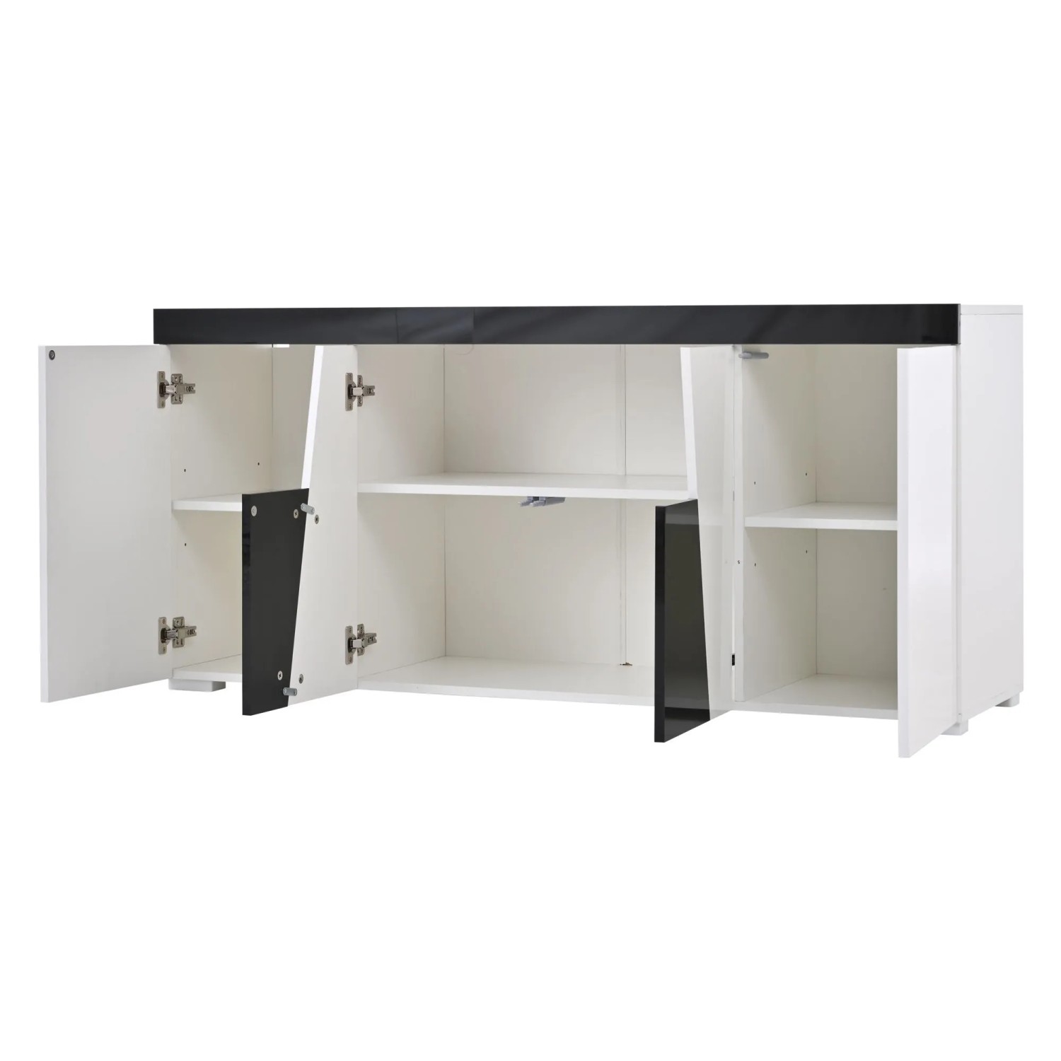 okwish Sideboard mit LED Beleuchtung 4 Türen Stauraum Wohnzimmer 140x40x65cm Weiß