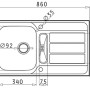 Technische Zeichnung: Pyramis Einbauspüle Athena 1 1/4B 1D Edelstahl, Maße und Details.