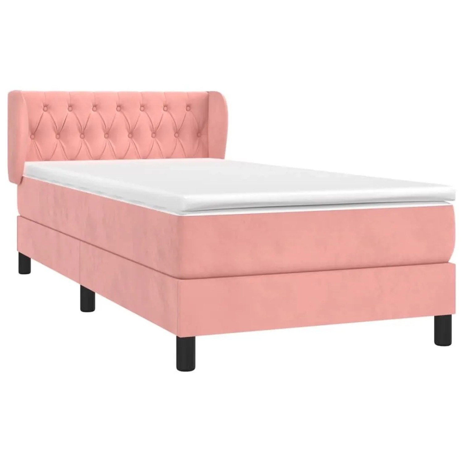 vidaXL Boxspringbett mit Matratze Rosa 90x190 cm Samt 3127648 günstig online kaufen