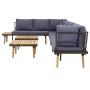 vidaXL 8-tlg. Garten Lounge Set aus Akazienholz mit grauen Kissen und zwei Tischen.