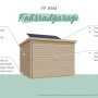 Terragraue Karibu Fahrradgarage aus Holz, 162,5x216,5 cm, mit Doppeltür und optionalem Solarpaket.
