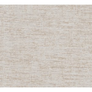 Creme-goldene Vliestapete mit feiner, horizontaler Struktur. Dekorative Tapete für Wohnräume.