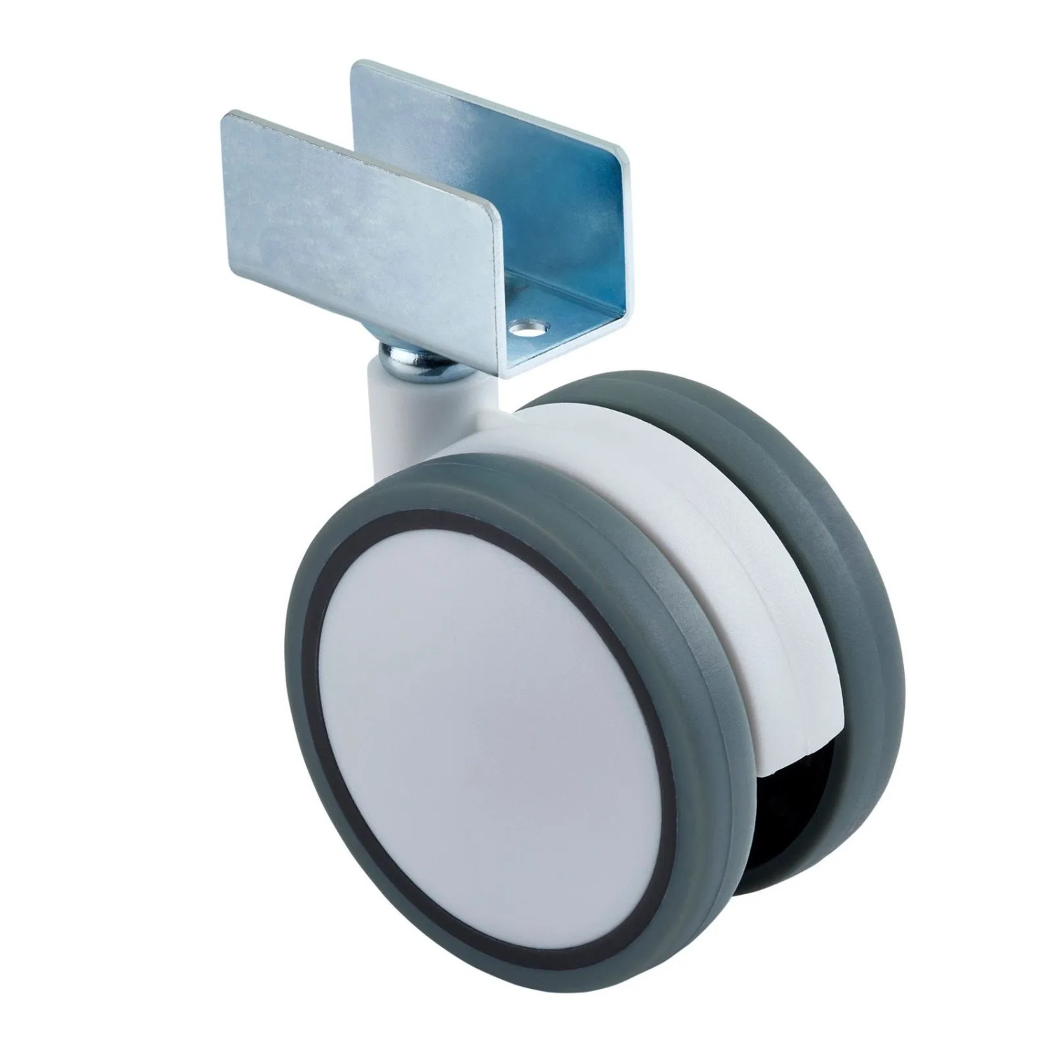 SOTECH Möbelrolle HAMM Ø63 mm Höhe 74,5 mm Weiß Grau Ohne Bremse mit U-Profil für 19 mm Wandstärke Ohne Befestigungsschr...