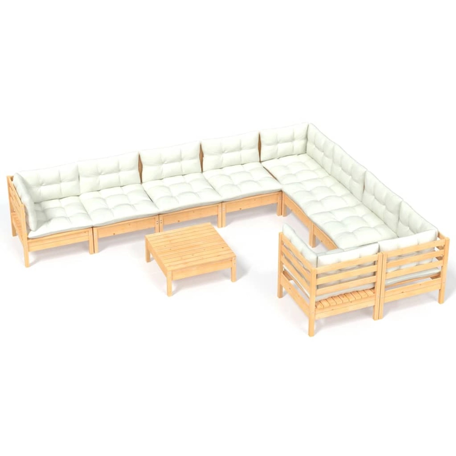 vidaXL 10-tlg Garten-Lounge-Set mit Creme Kissen Kiefernholz Modell 1