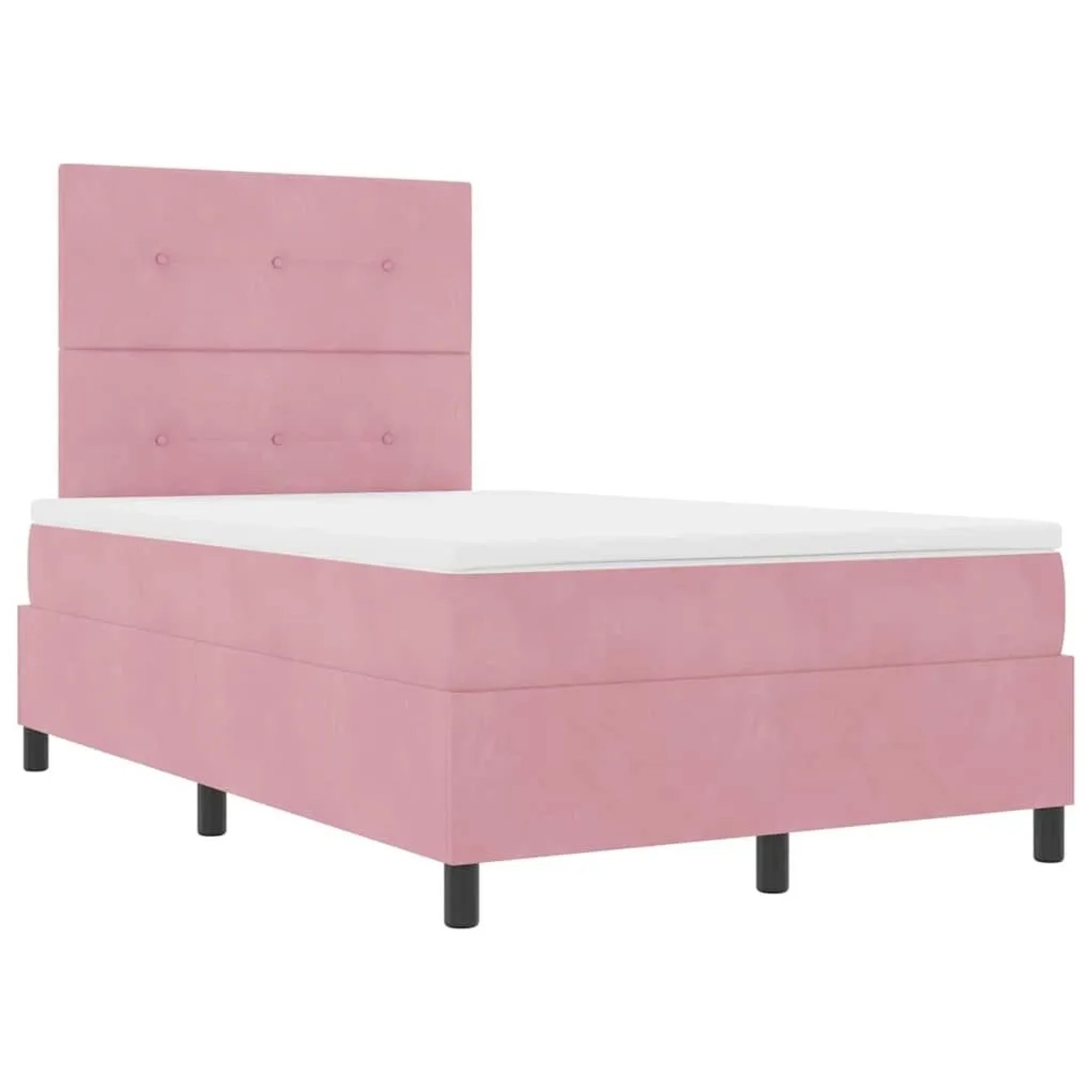 vidaXL LED Boxspringbett mit Matratze Rosa 120 x 200 cm Stoff 3343309