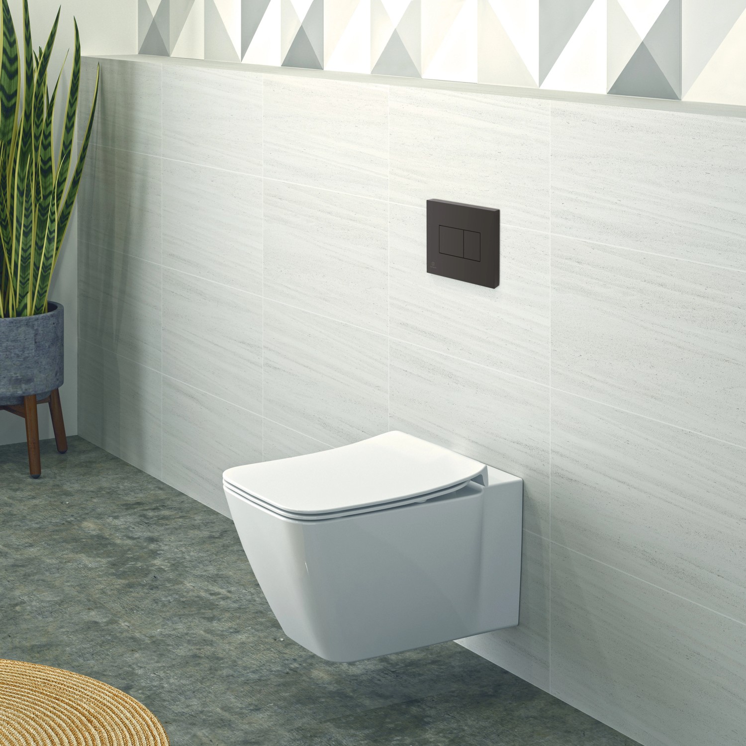Weißes Ideal Standard Wand-WC Strada II mit spülrandloser AquaBlade Technologie.