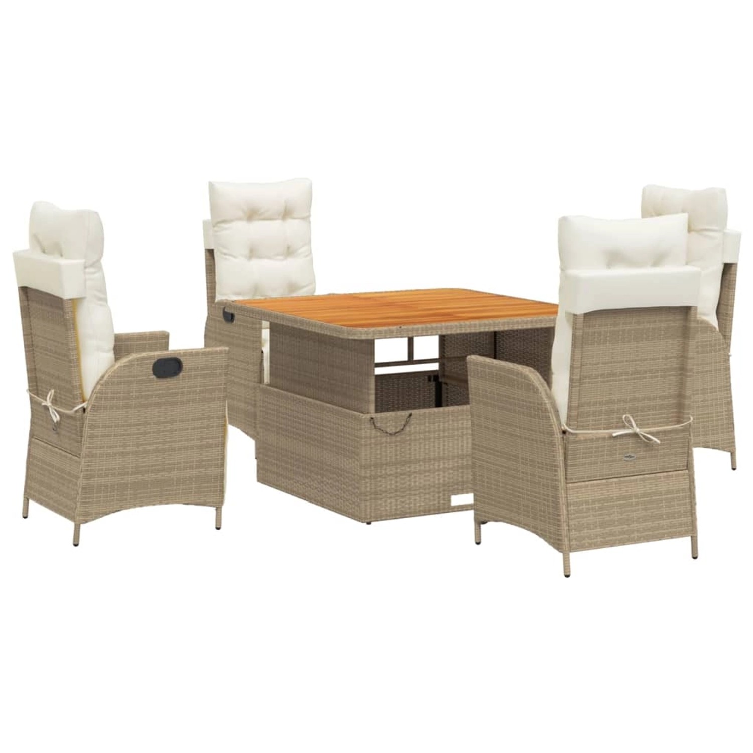 vidaXL 5-Tlg Garten-Essgruppe mit Kissen Beige Poly Rattan 3277474 günstig online kaufen