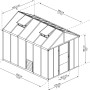 Technische Zeichnung: Palram Canopia Glory 3.6x2.5 Gewächshaus, Maße und Details.