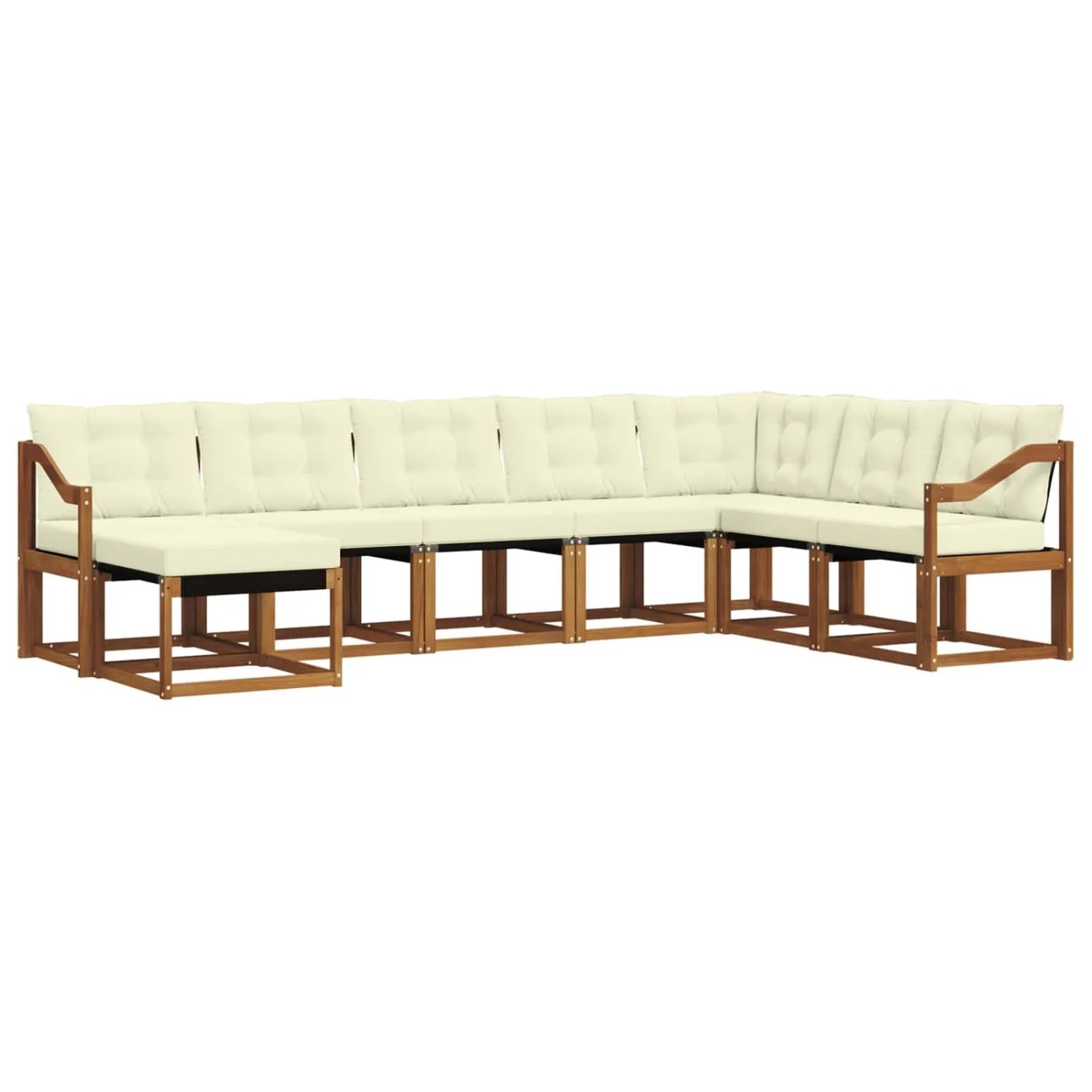 vidaXL Outdoor-Sofagarnitur mit Kissen 8-Tlg Natur und Creme 3368961