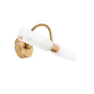 EASYLIGHT Wandlampe Glas Metall 32 cm Breit In Messing 2-Flammig G9